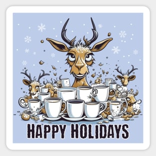 Reindeer Coffee Sticker